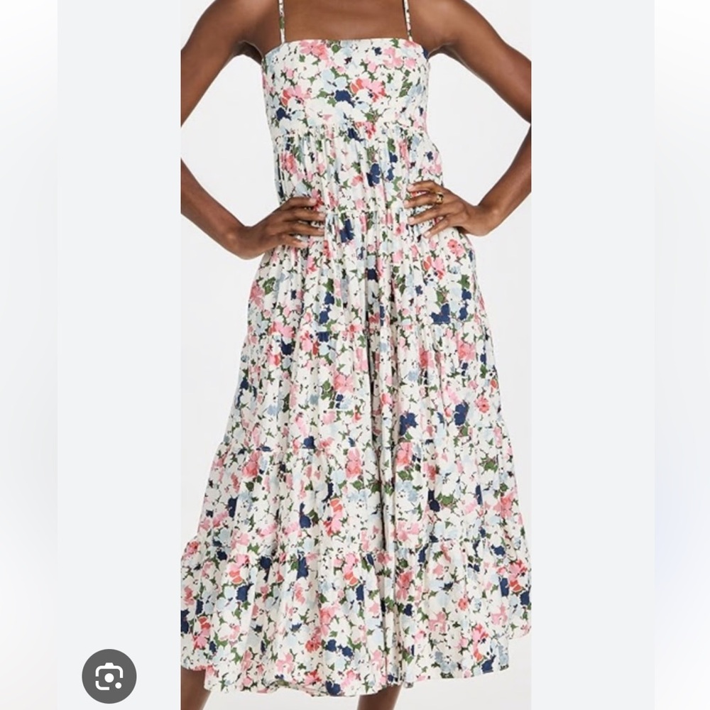 CINQ À SEPT Gavin Floral Print Tiered Cotton Maxi Dress - Papyrus Multi